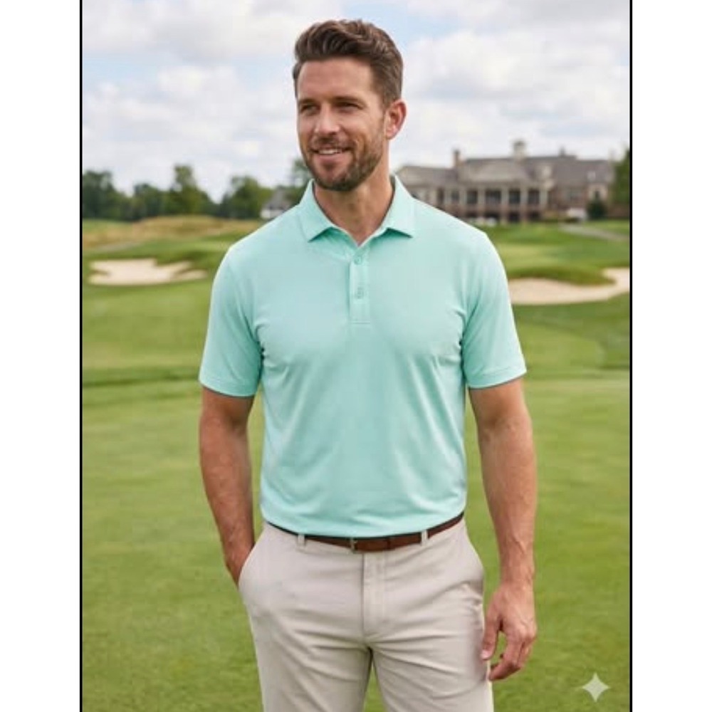 Callaway Opti-Dri Mens Large Mint Green Striped Short Sleeve Golf Polo Shirt - Picture 1 of 6